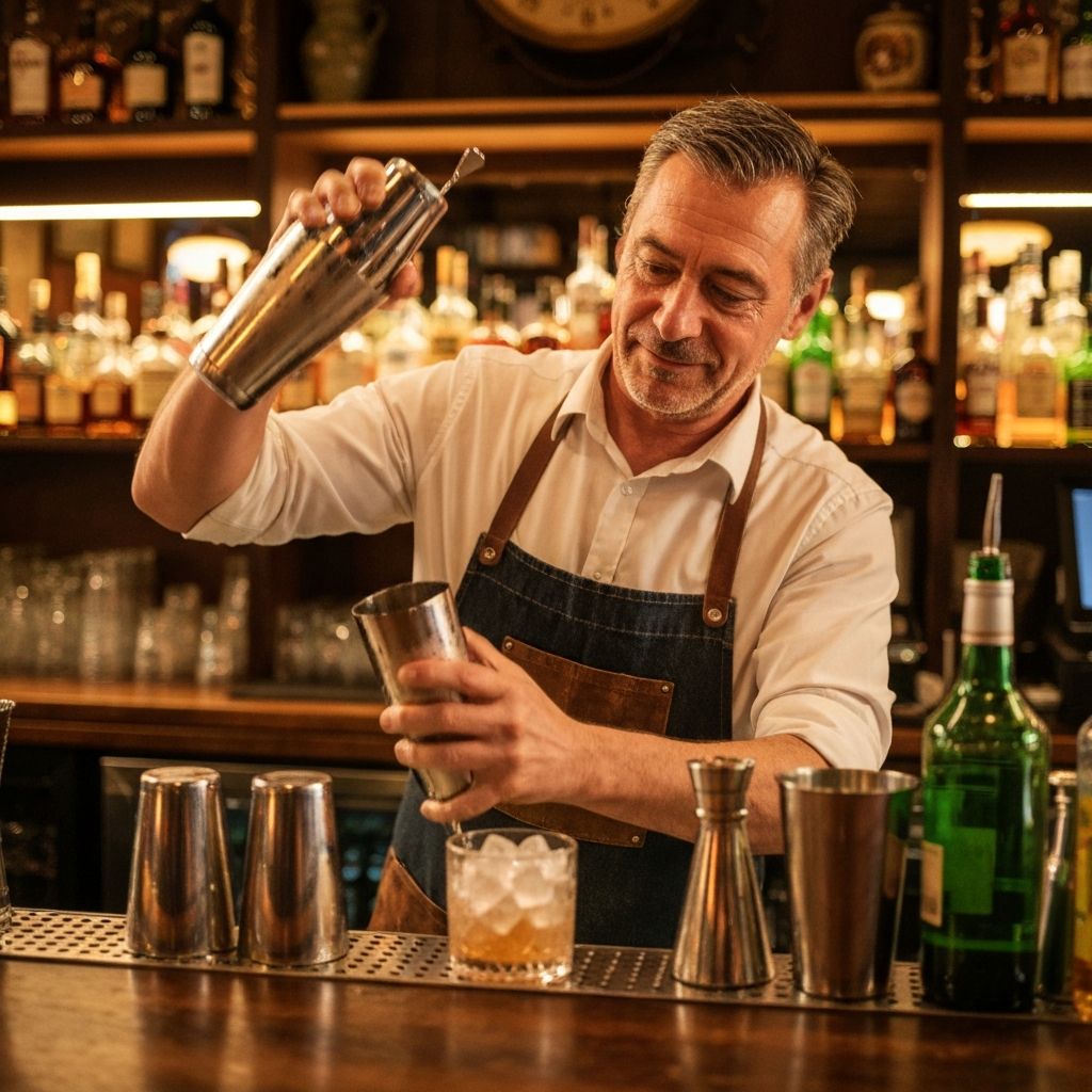 Bartender with cocktail shaker