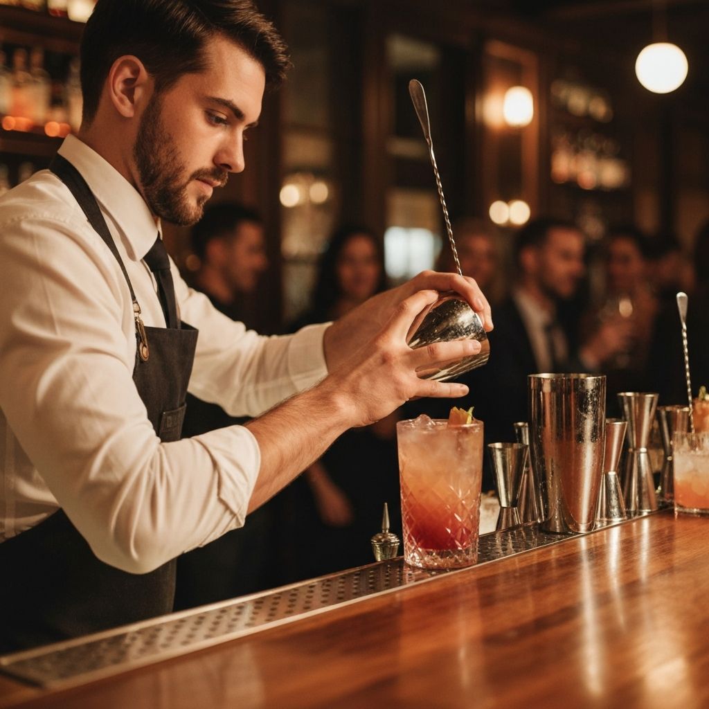 Professional bartender crafting cocktail